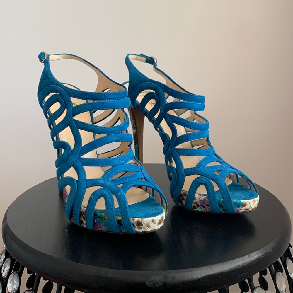 Alexandre Birman Snakeskin Suede Sandals